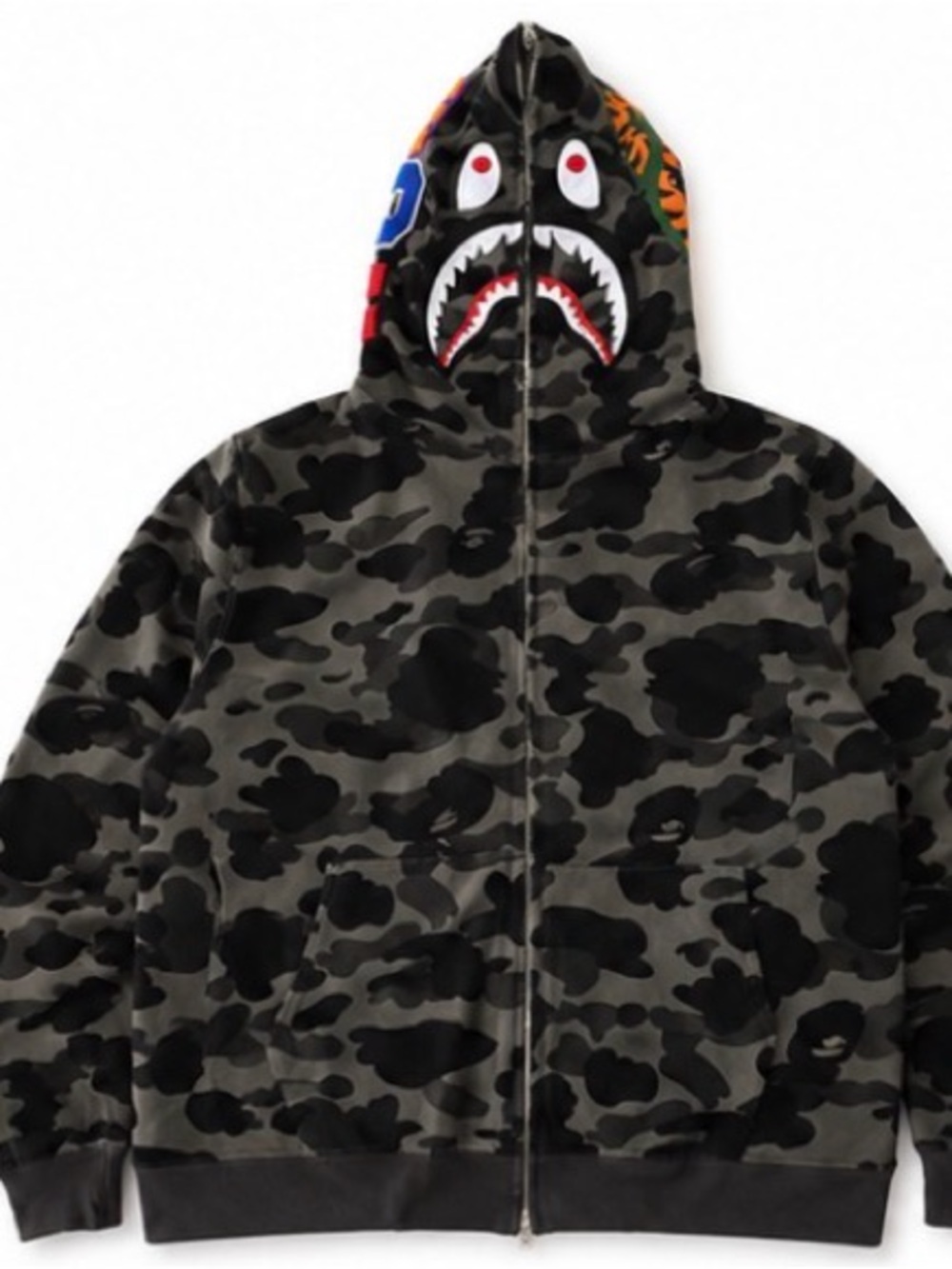 Bape Men's Camo Shark Zip-Up Hoodie - Black/Green